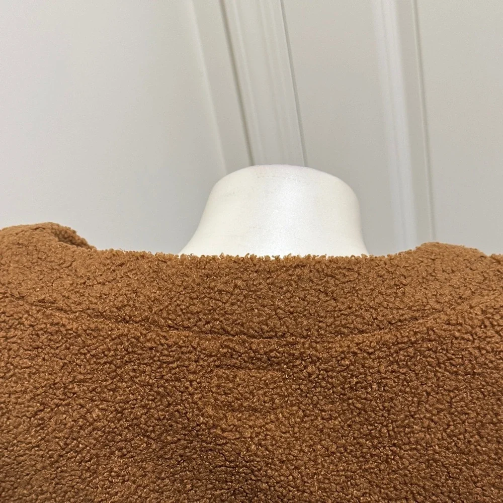J. Crew Women's Brown Sherpa Teddy Cropped Crew Neck Sweater